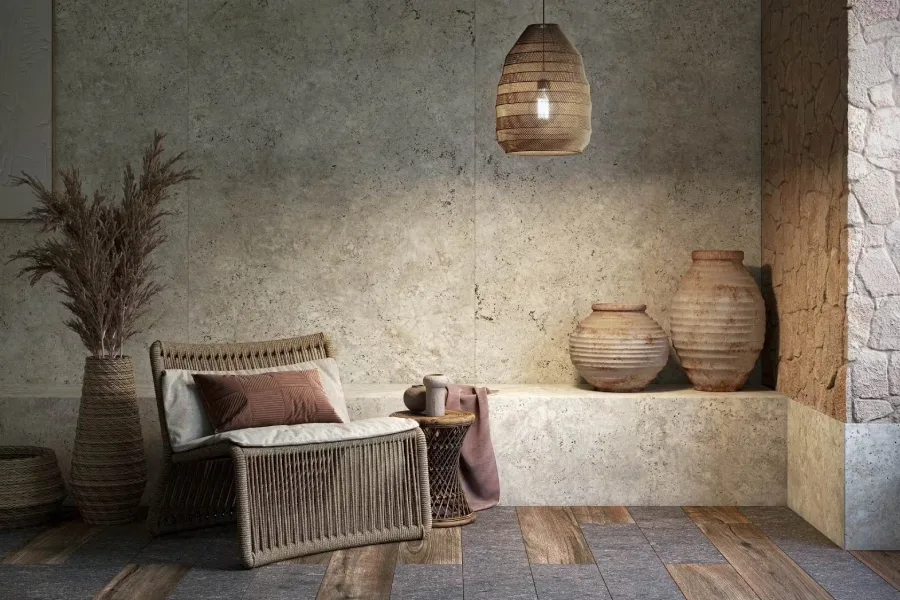 طراحی آتریوم با سنگ تراورتن